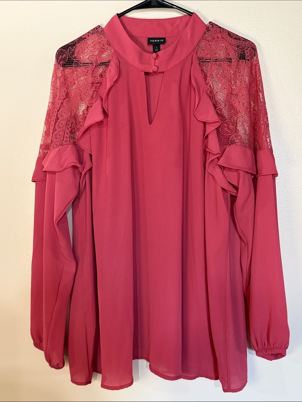 torrid Rose Pink Lace Ruffle Blouse